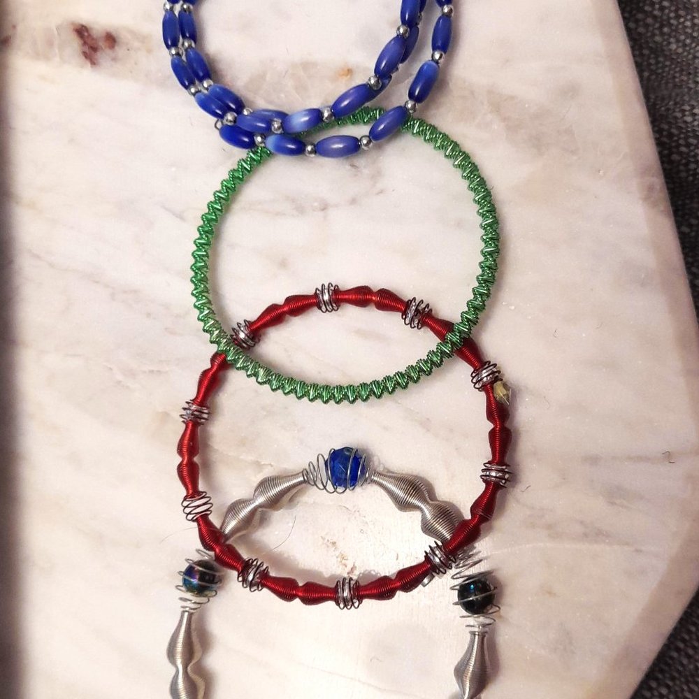 Wire and Bead Bracelets. Multi Colours. Excellent condition.